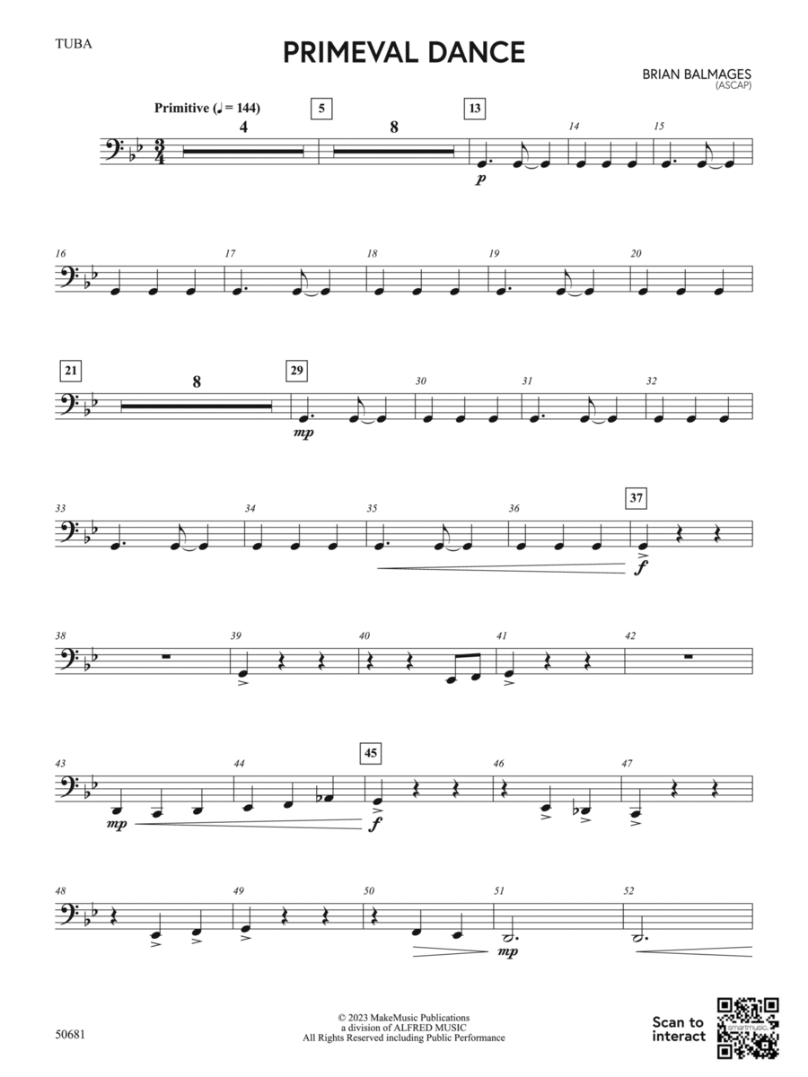 Primeval Dance: Tuba Concert Band scores gallery preview page 1