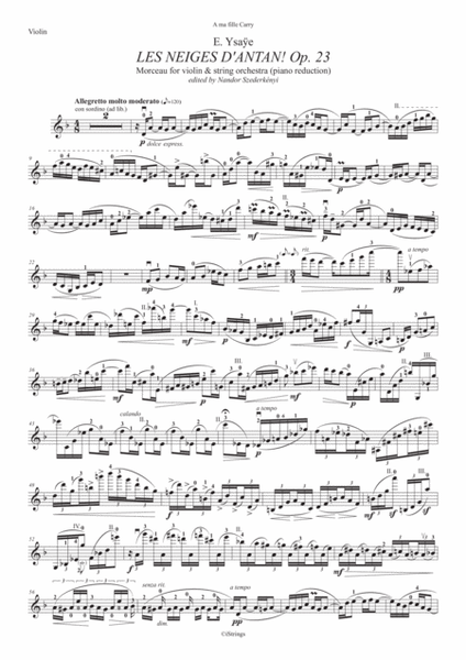 Les Neiges d'Antan! Op. 23; Morceau for violin & string orchestra (piano reduction)
