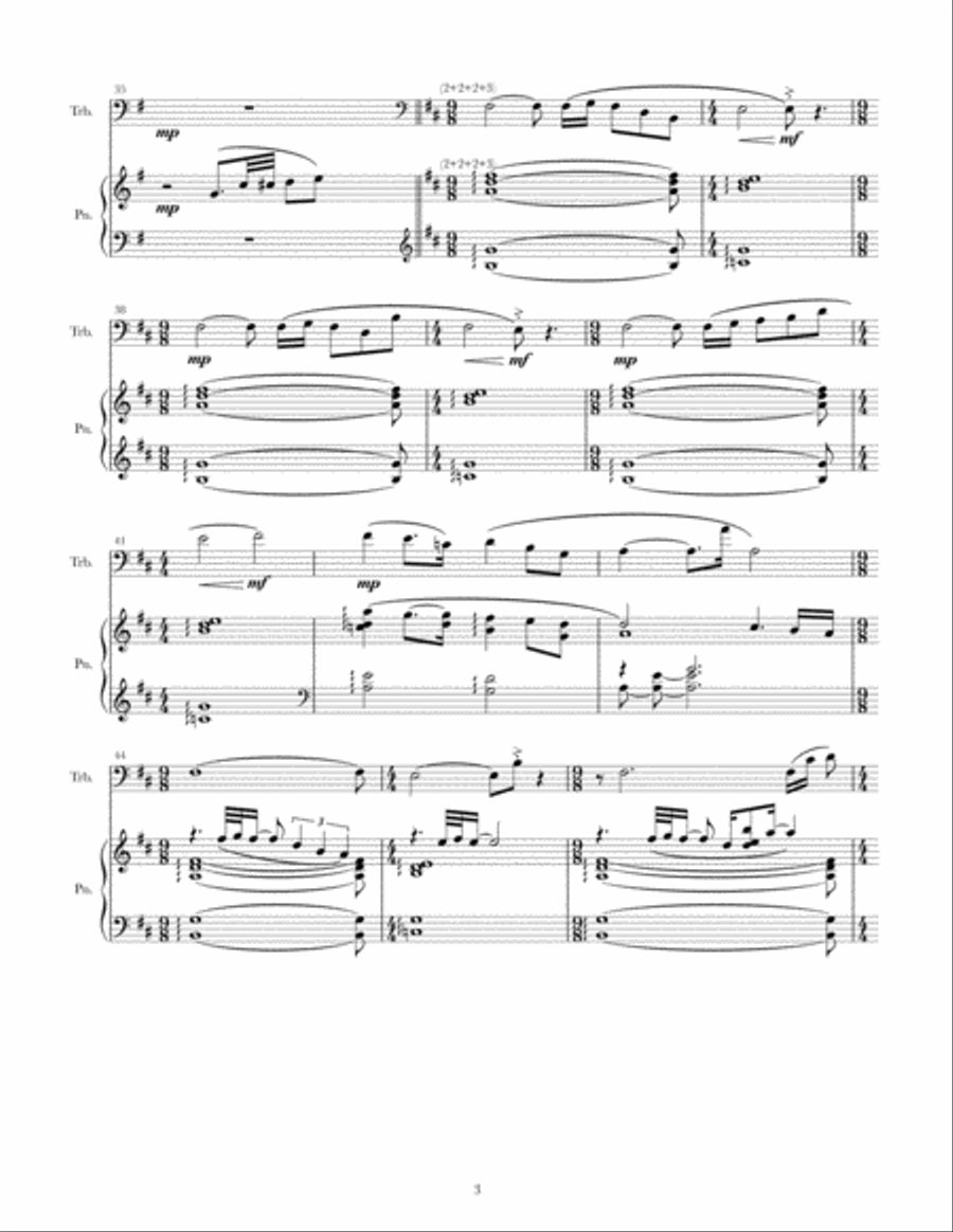 Nocturne No. 1 for Trombone and Piano Piano scores gallery preview page 3