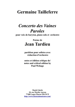 Germaine Tailleferre: Concerto des Vaines Paroles - piano vocal score