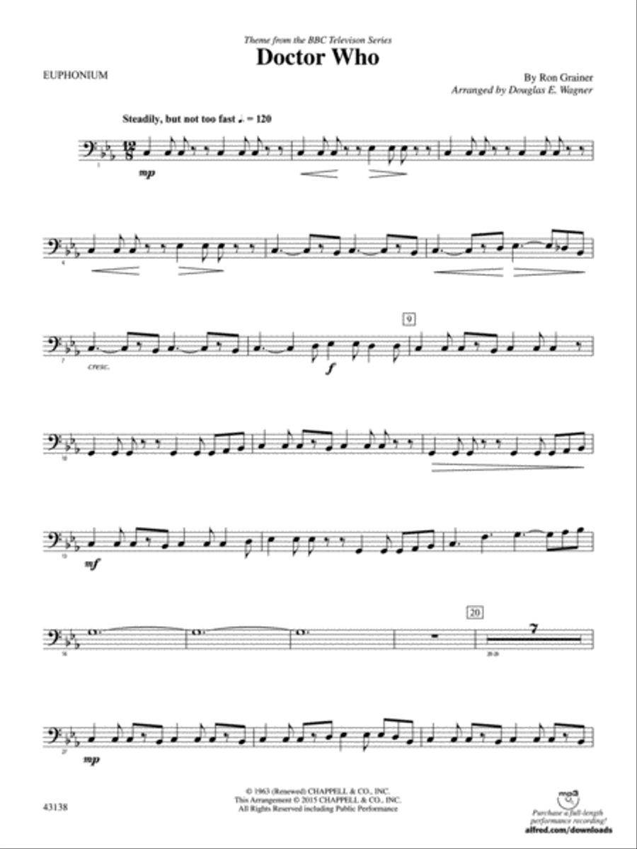 Doctor Who: Baritone B.C. Concert Band scores gallery preview page 1
