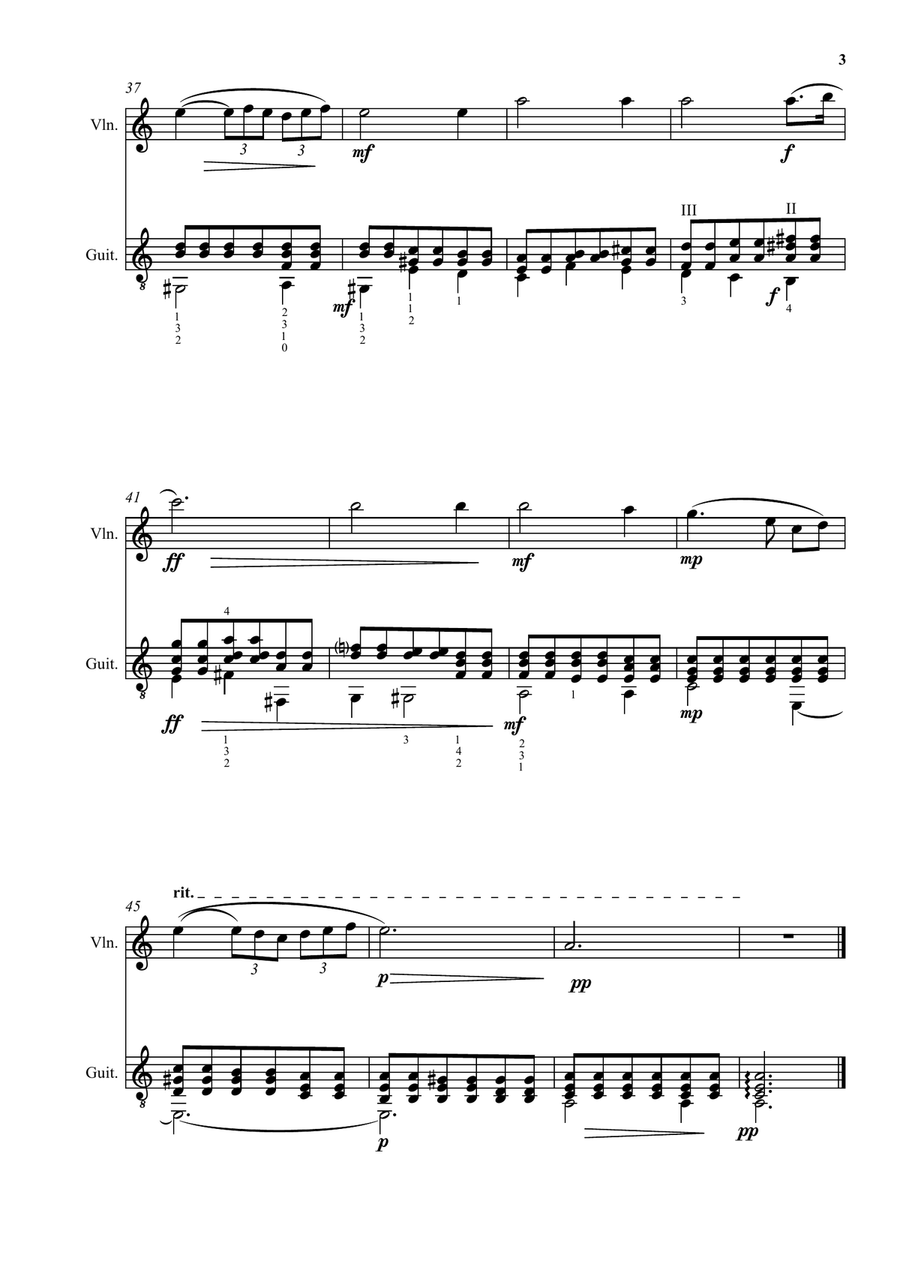 Fauré: Après un rêve (After a dream) arranged for violin and guitar String Duet scores gallery preview page 3