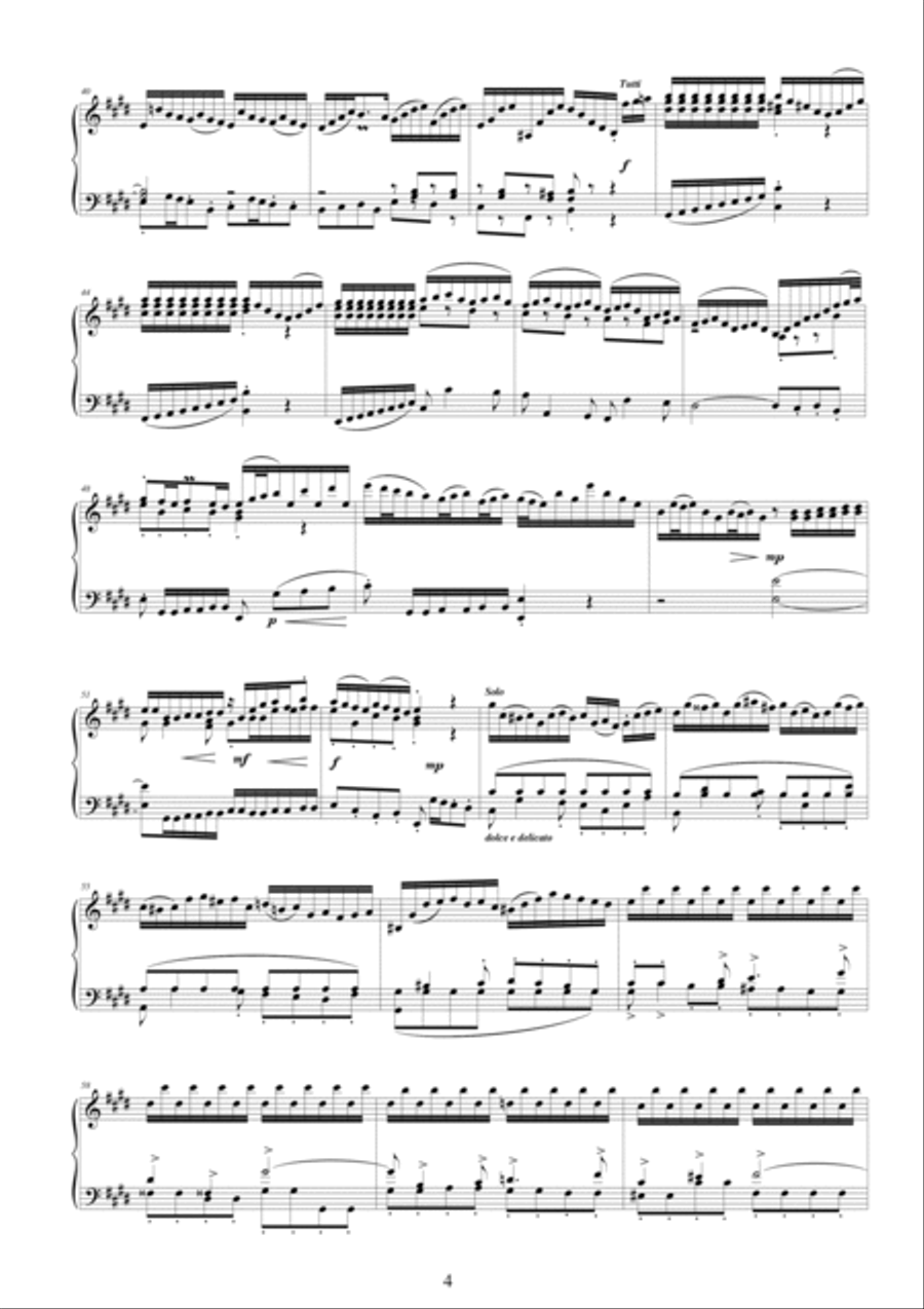 J.S.Bach - Violin Concerto in E major BWV 1042 - Piano solo - 1° mov. Allegro Piano Solo scores gallery preview page 3
