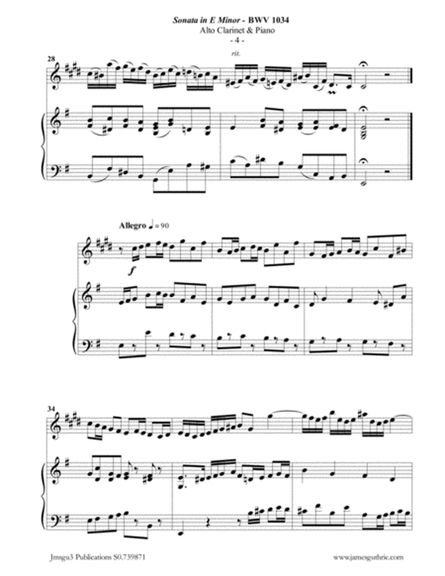 BACH: Sonata in E Minor BWV 1034 for Alto Clarinet & Piano image number null