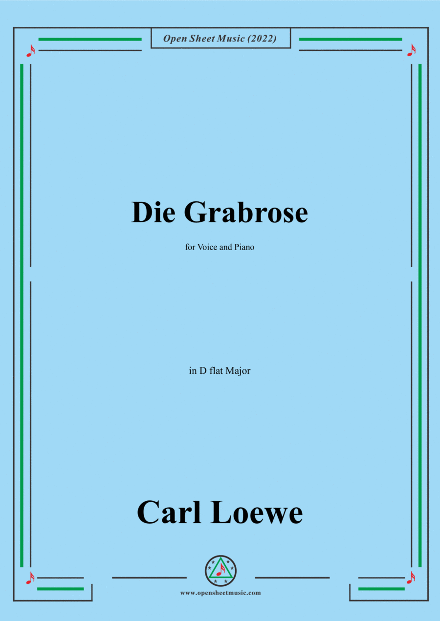 Loewe-Die Grabrose,in D flat Major,for Voice and Piano Voice Solo scores gallery preview page 1