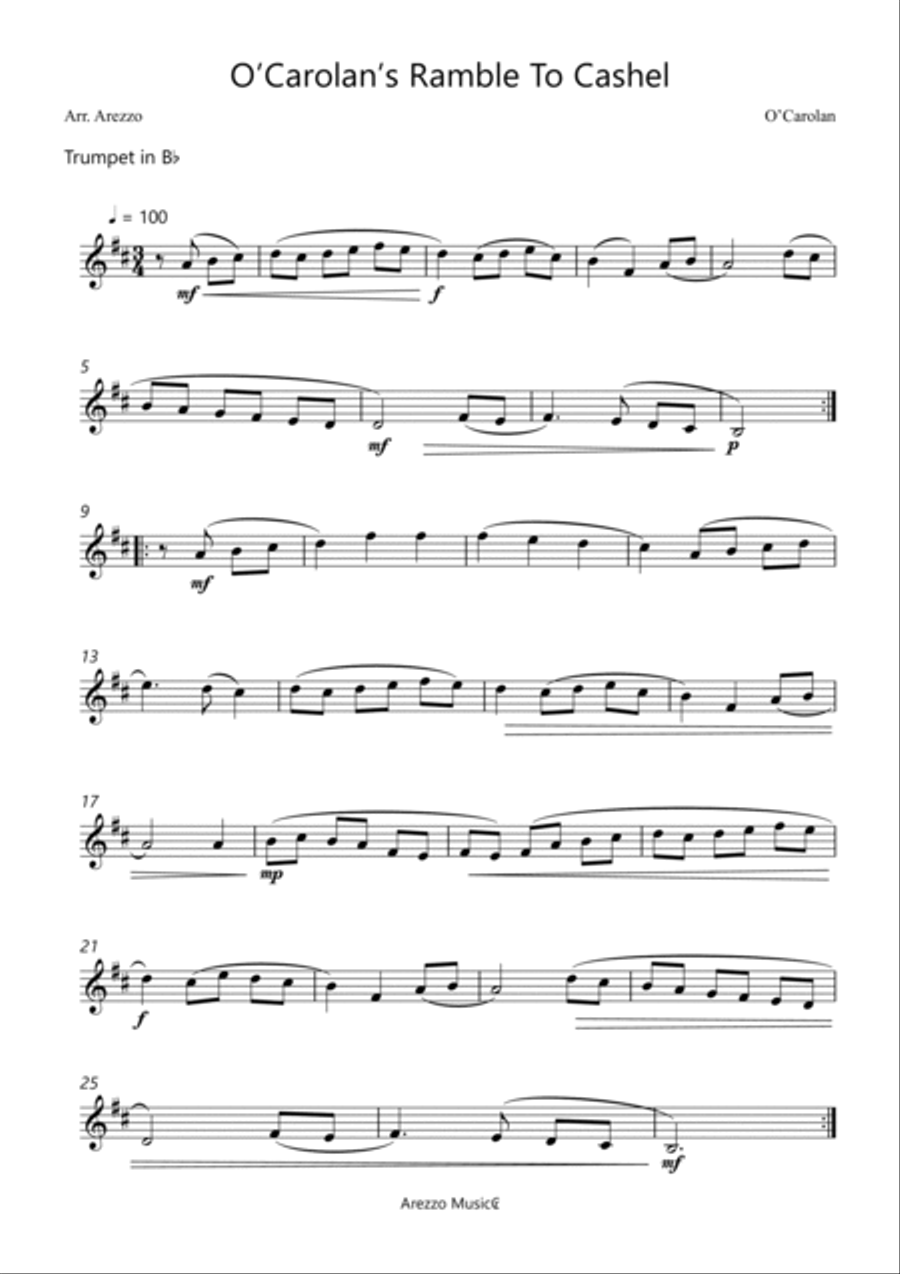 o'carolan ramble to cashel - trumpet and bassoon sheet music turlough'o carolan Chamber Music scores gallery preview page 2