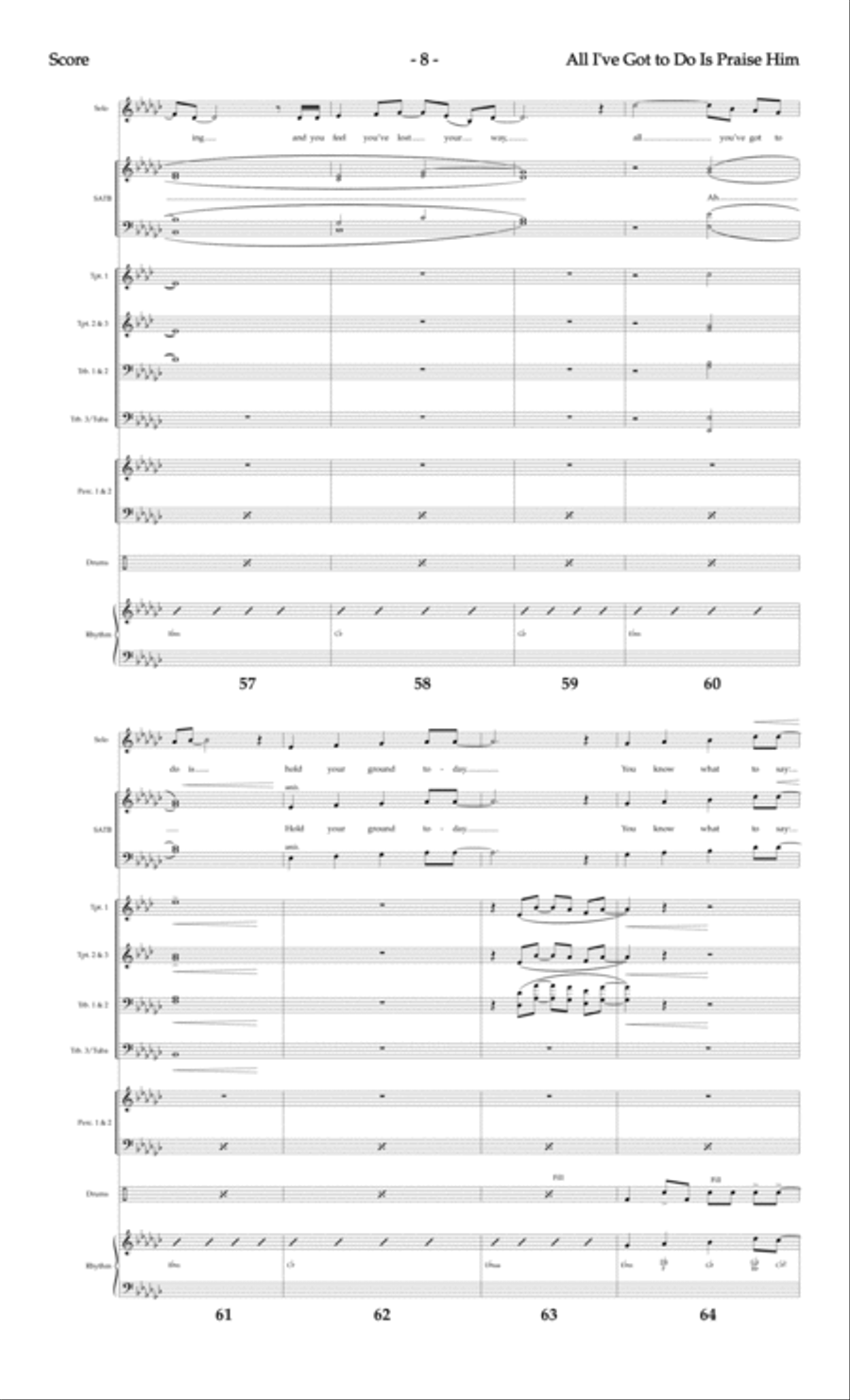 All I've Got to Do Is Praise Him - Brass and Rhythm Score and Parts Choir scores gallery preview page 10