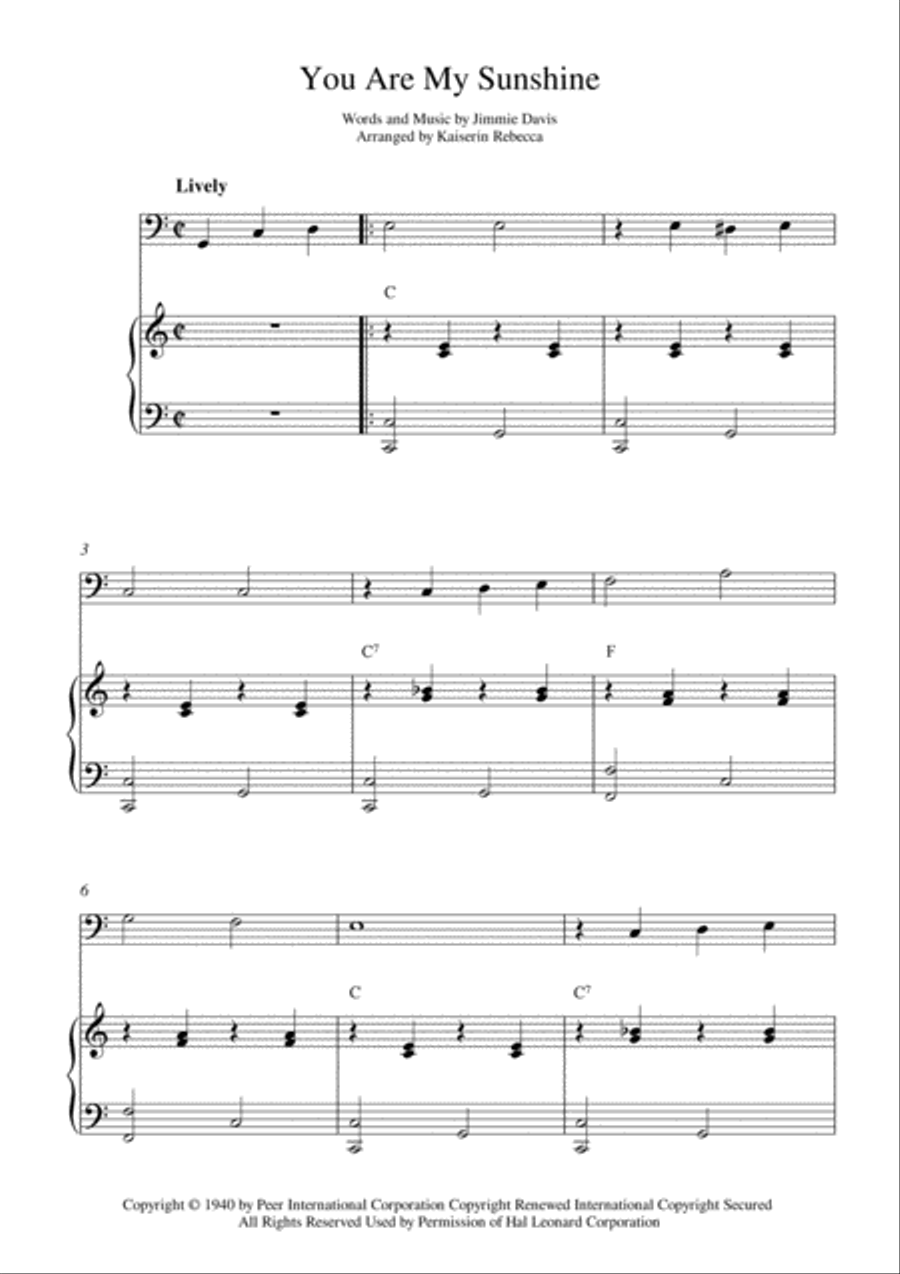 You Are My Sunshine Bassoon scores gallery preview page 1