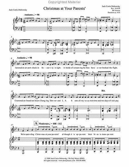 Christmas at Your Parents' (Piano/Vocal) by Jack Curtis Dubowsky Piano, Vocal - Sheet Music