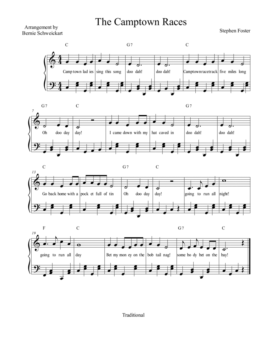 Camptown Races Camptown Races Easy Piano scores gallery preview page 1