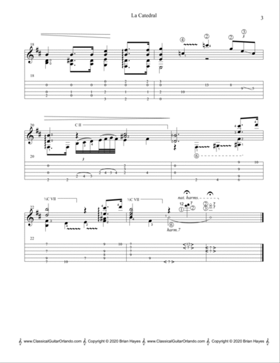 La Catedral (Andante Religioso & Allegro Solemne) (with Tablature) Acoustic Guitar scores gallery preview page 5
