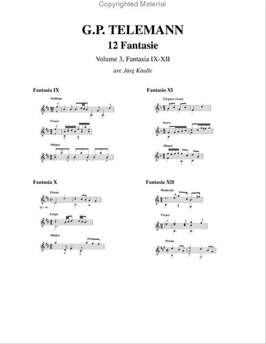12 Fantasie, vol. 3, Fantasia IX-XII Classical Guitar scores gallery preview page 2