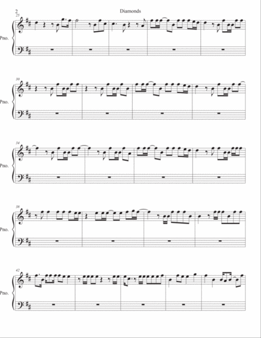 Diamonds Easy Piano scores gallery preview page 2
