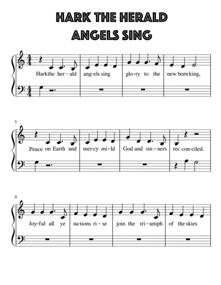 Hark the Herald Angels Sing for Very Easy Piano
