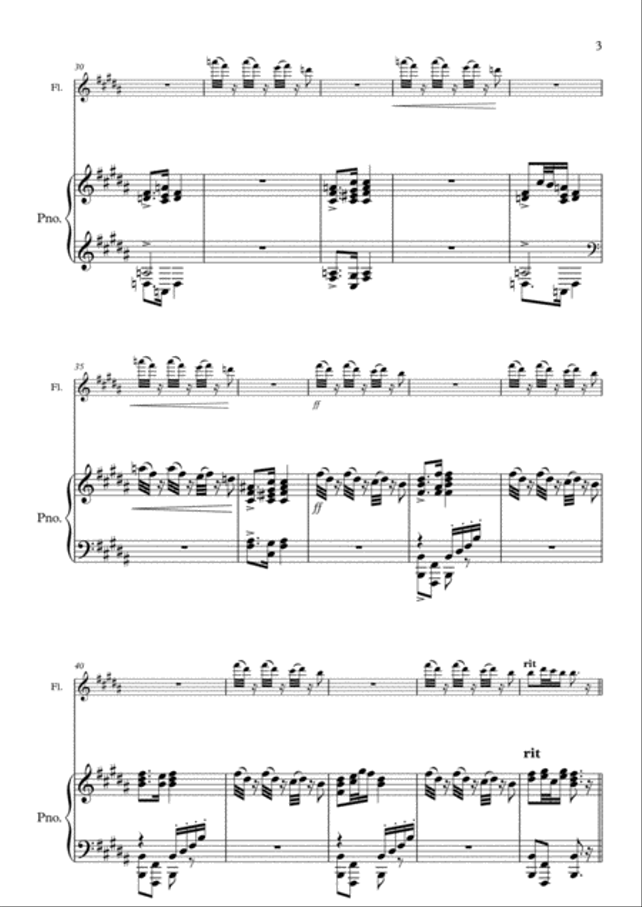 Humoresque No.2 , A. Dvorak (flute and piano) Flute Solo scores gallery preview page 3