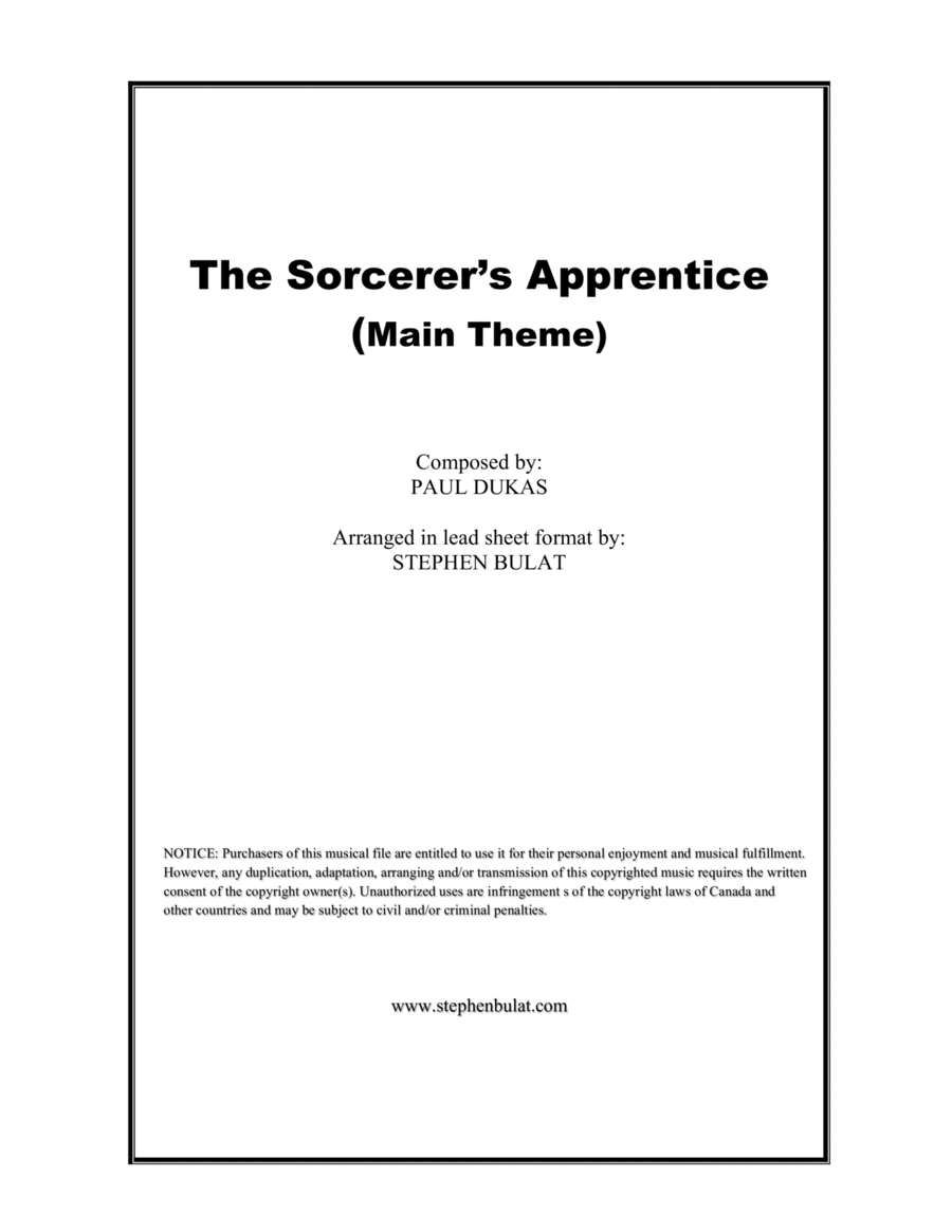 The Sorcerer's Apprentice (from Walt Disney's Fantasia) - Lead sheet (key of C#m) Large Ensemble scores gallery preview page 1