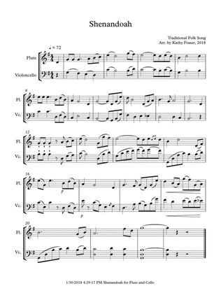 Shenandoah for Flute and Cello Duet