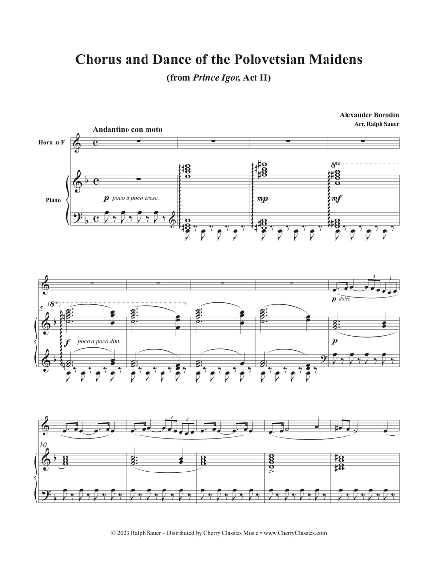 Chorus and Dance of the Polovetsian Maidens for Horn and Piano Choir scores gallery preview page 5