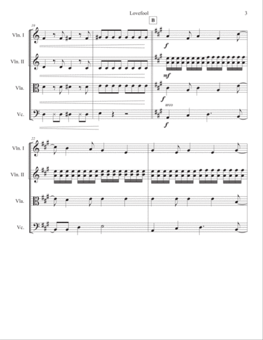 Lovefool Lovefool String Quartet scores gallery preview page 3