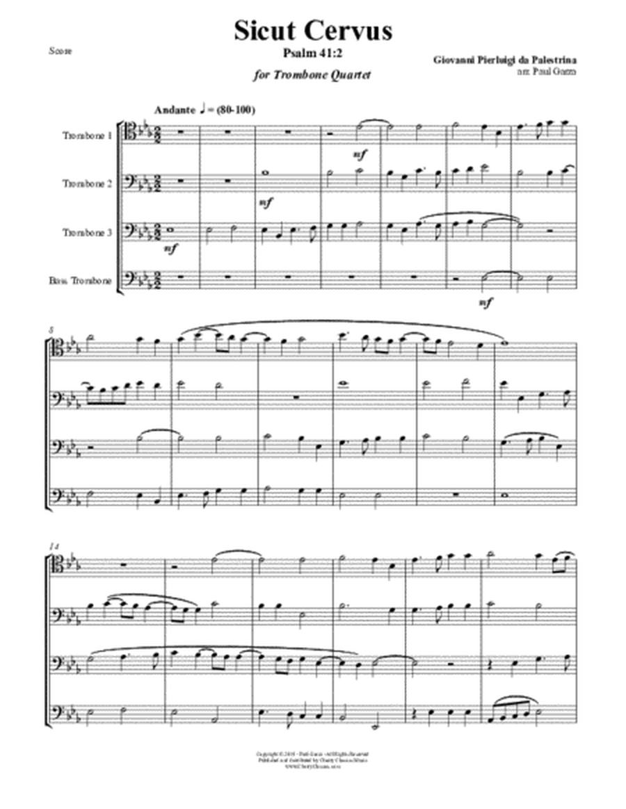 Sicut cervus, motet for Trombone Quartet