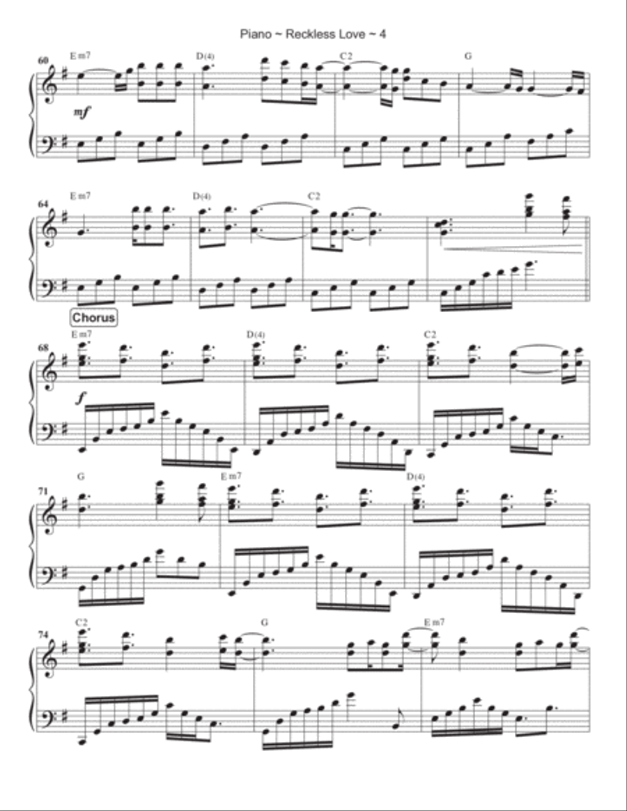 Reckless Love Piano Solo scores gallery preview page 5