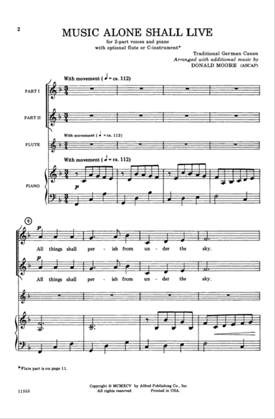 Music Alone Shall Live Music Alone Shall Live Choir scores gallery preview page 1