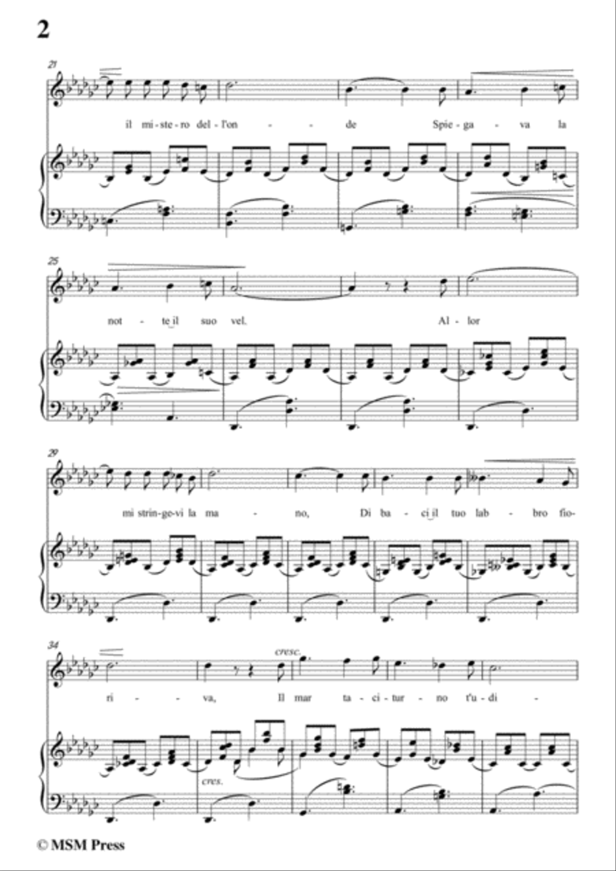 Tosti-In Mare in G flat Major,for Voice and Piano Voice Solo scores gallery preview page 4