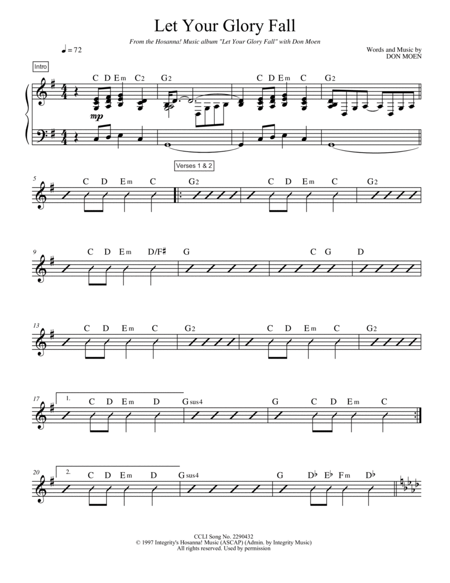 Let Your Glory Fall Guitar scores gallery preview page 1