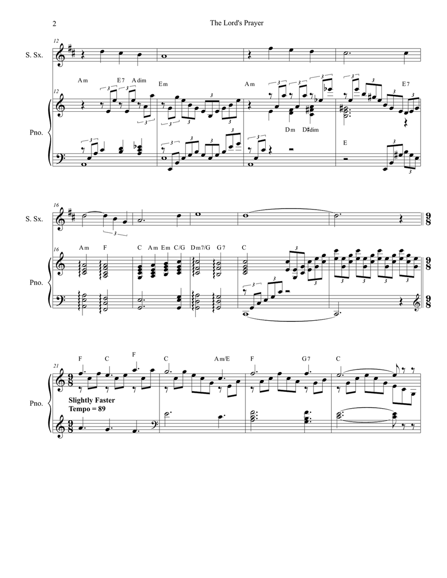 The Lord's Prayer Soprano Saxophone scores gallery preview page 2