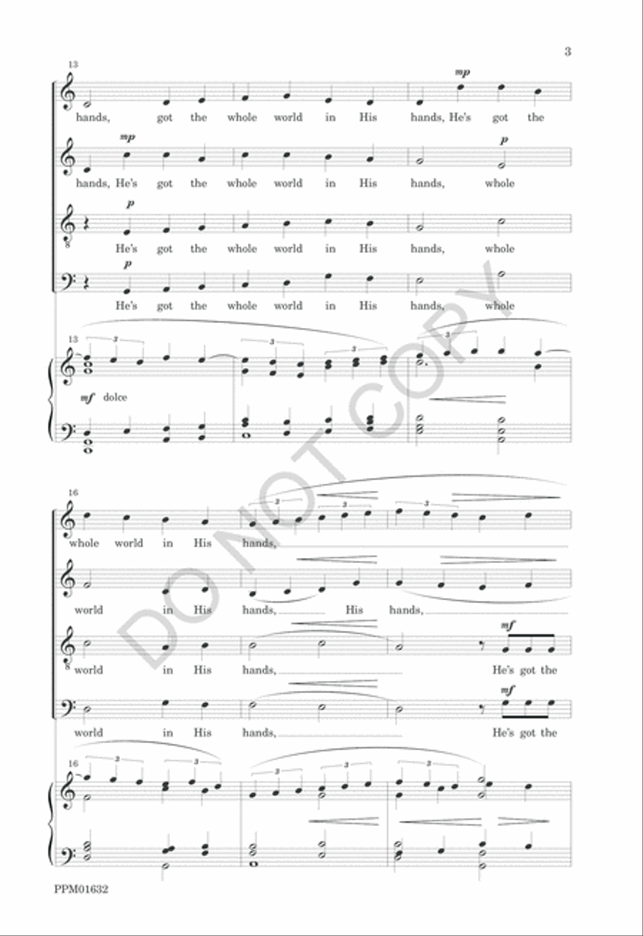 He's Got the Whole World in His Hands 4-Part scores gallery preview page 6