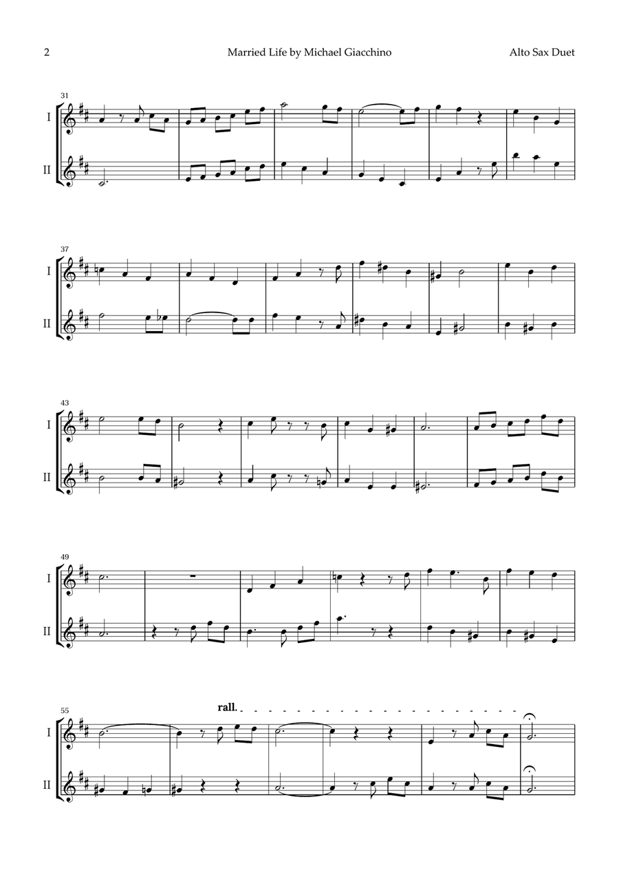 Married Life Woodwind Duet scores gallery preview page 2