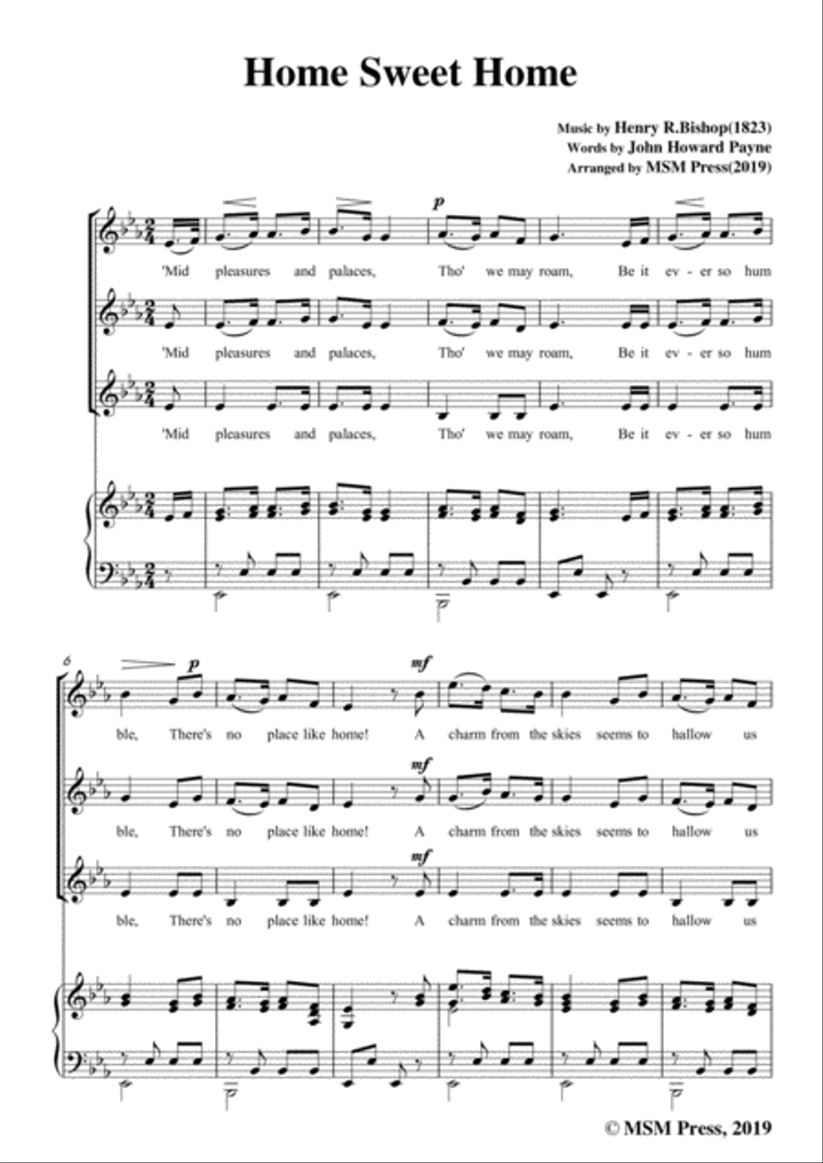 Henry R. Bishop-Home Sweet Home,in E flat Major,for Voice&Piano Voice scores gallery preview page 3