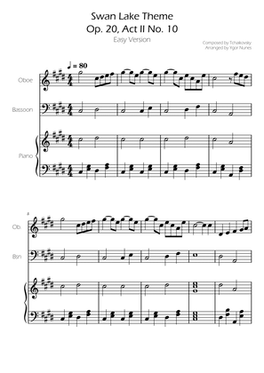 Swan Lake (theme) - Tchaikovsky - Basoon and Oboe w/ Piano Accompaniment