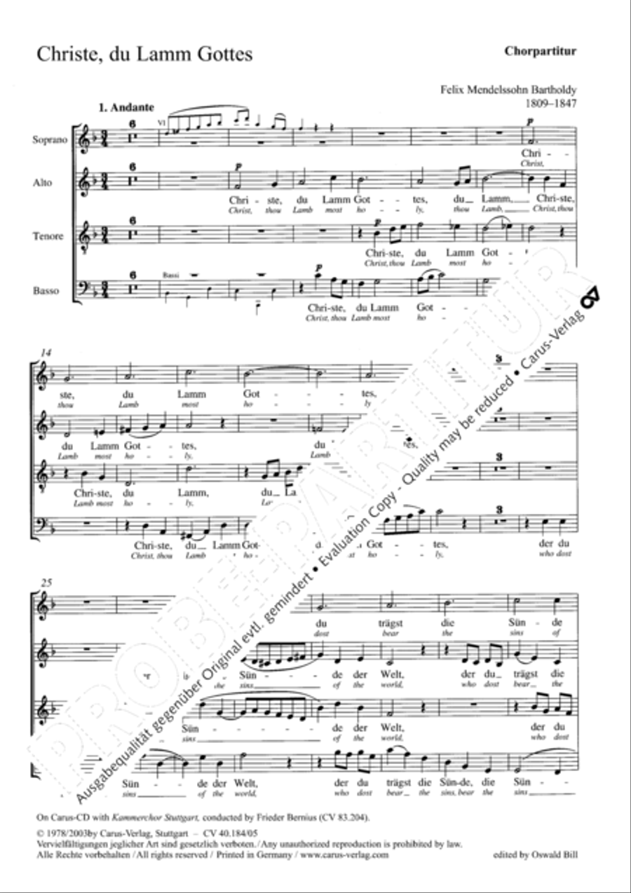 Christ, thou Lamb most holy (Christe, du Lamm Gottes) 4-Part scores gallery preview page 2