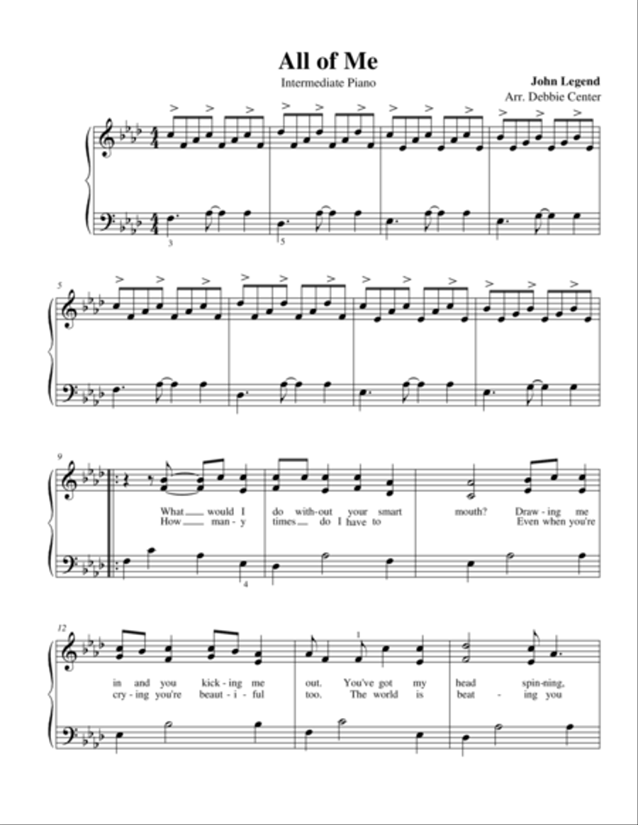 All Of Me Piano Solo scores gallery preview page 1