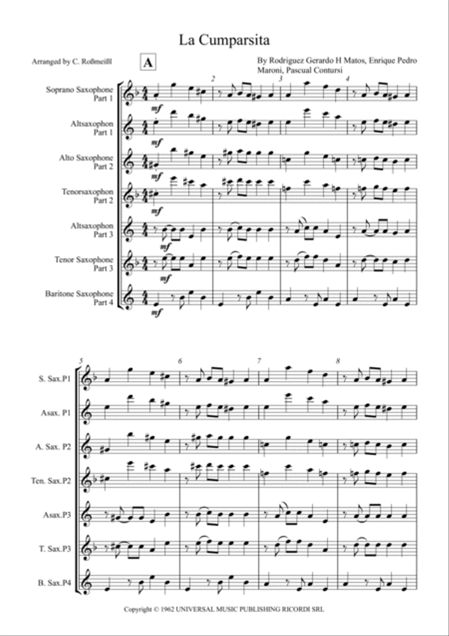 La Cumparsita Saxophone Quartet scores gallery preview page 2