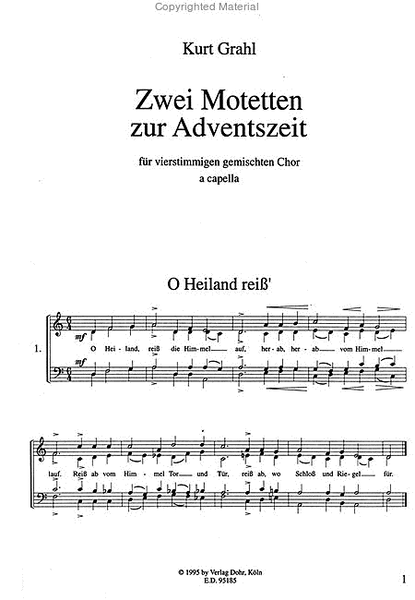 Zwei Motetten zur Adventszeit für vierstimmigen gemischten Chor a cappella (1986/88)