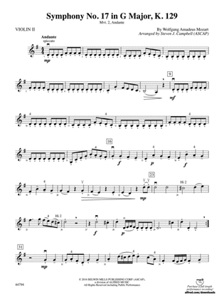 Symphony No. 17 in G Major, K. 129: 2nd Violin
