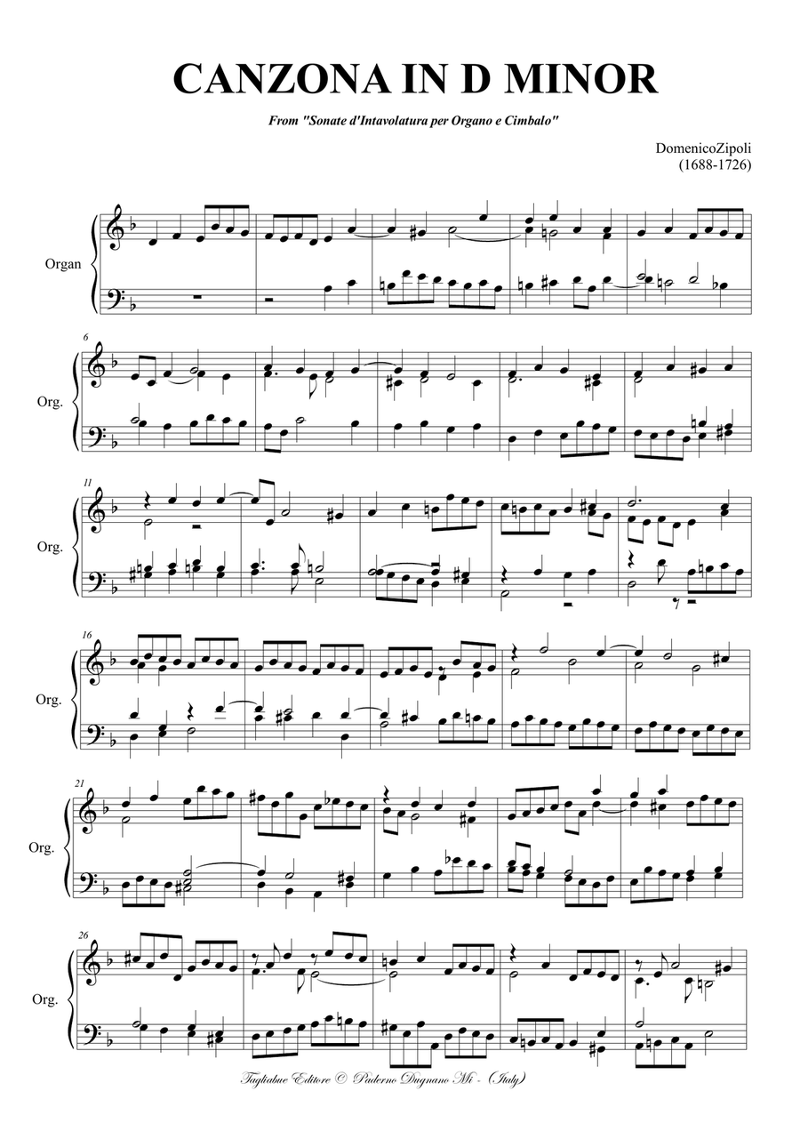 CANZONA IN D MINOR - D. Zipoli - From Sonate d'intavolatura per Organo e Cimbalo Organ Solo scores gallery preview page 2