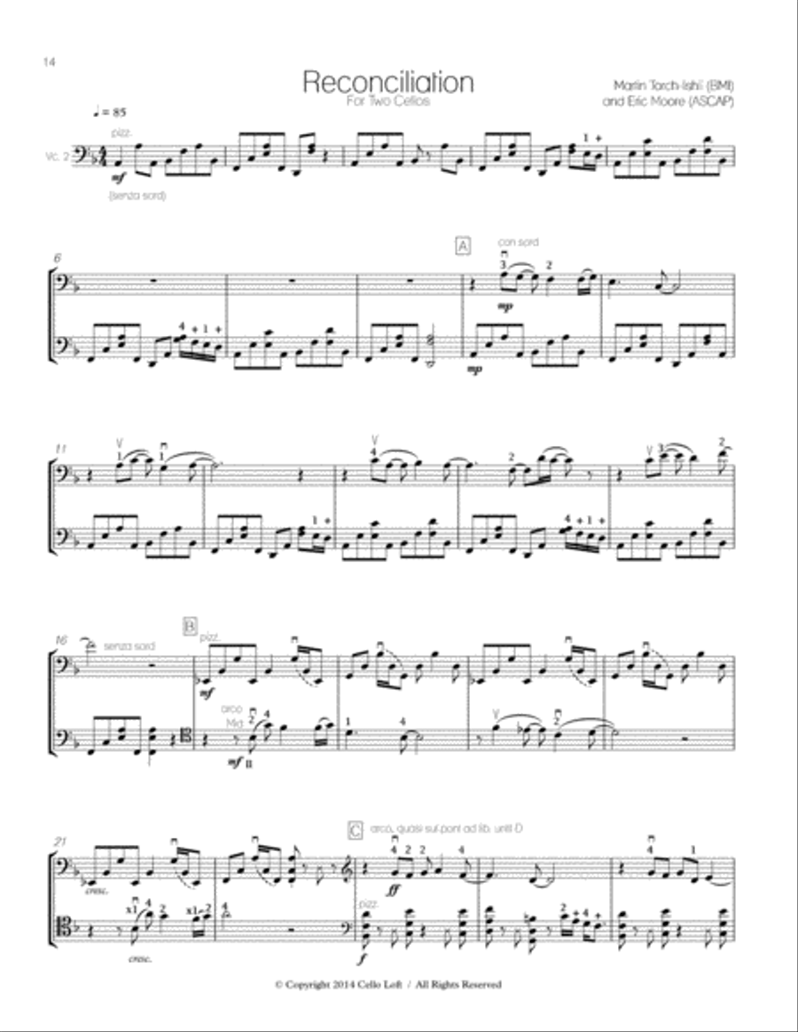 Reconciliation for Two Cellos String Duet scores gallery preview page 2