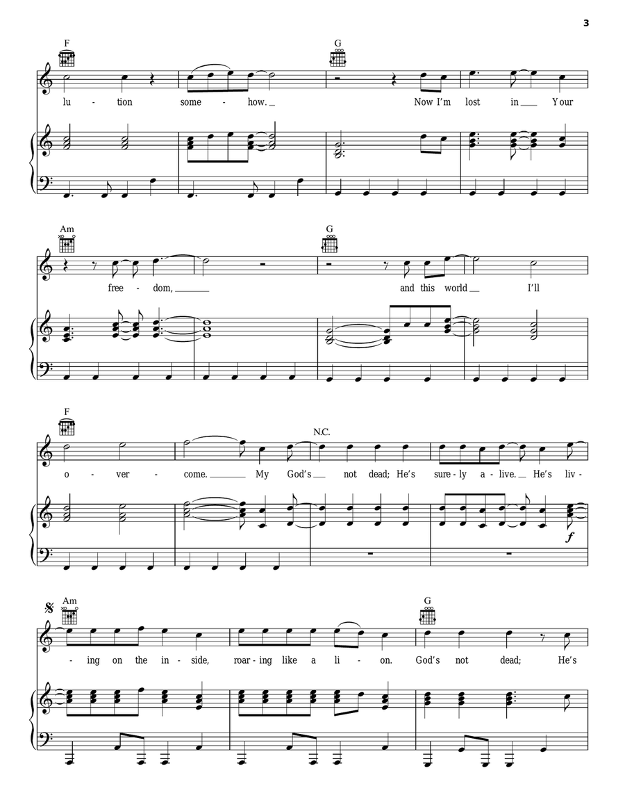 God's Not Dead (Like A Lion) Piano, Vocal, Guitar scores gallery preview page 3