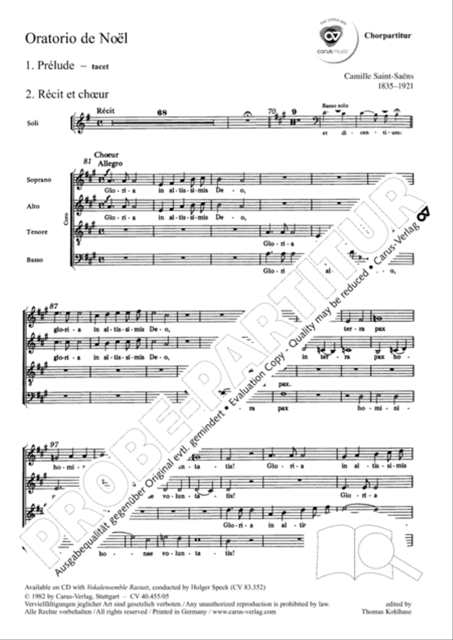 Oratorio de Noel (Weihnachtsoratorium) 4-Part scores gallery preview page 2