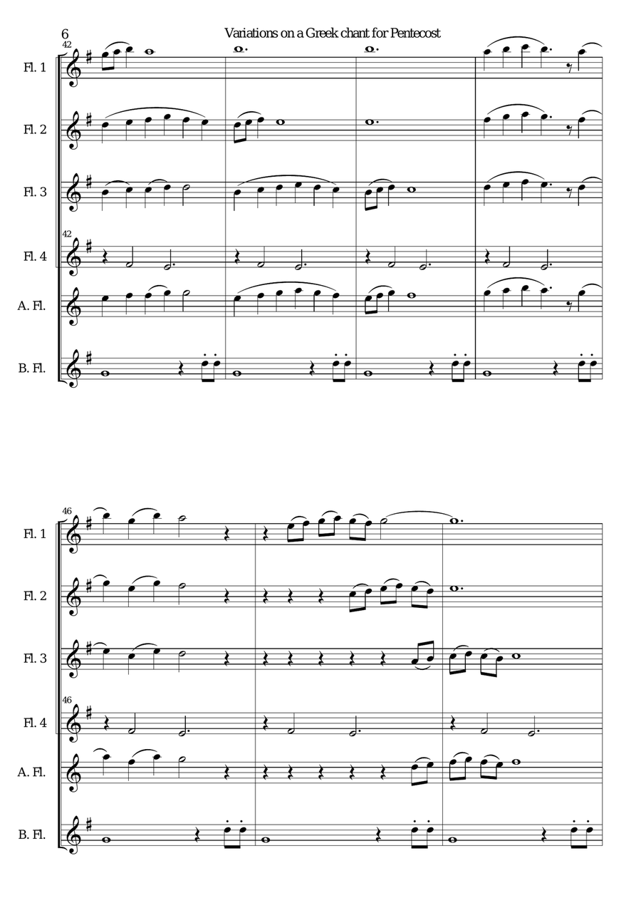Variations on a Greek Chant for Pentecost for Flute Sextet (or Flute Choir) Flute Choir scores gallery preview page 6
