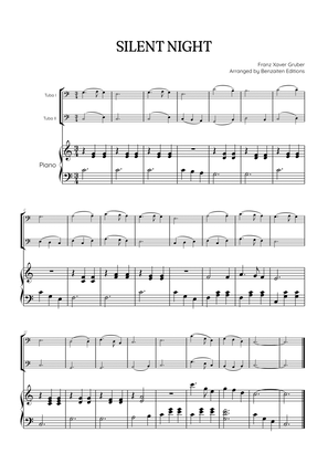 Silent Night for tuba duet with piano accompaniment • easy Christmas song sheet music