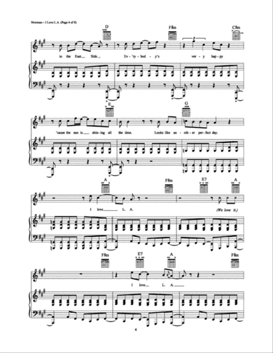 I Love L.A. Piano, Vocal, Guitar scores gallery preview page 4
