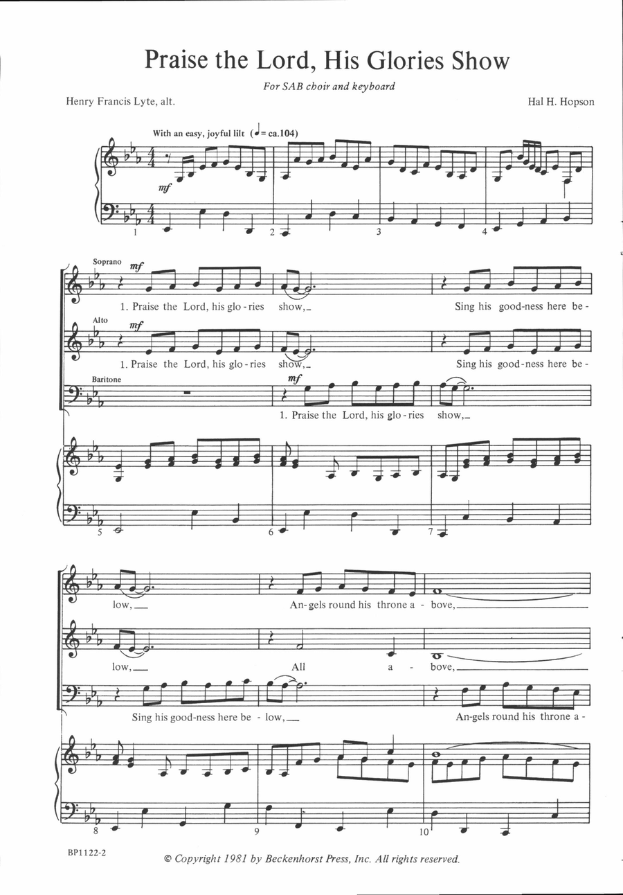 Praise the Lord, His Glories Show 3-Part scores gallery preview page 2
