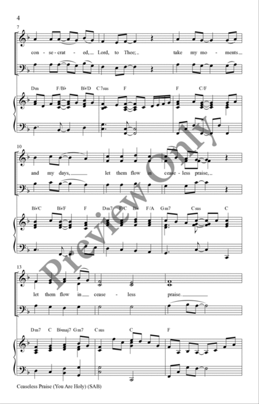 Ceaseless Praise (You Are Holy) SAB 3-Part scores gallery preview page 3