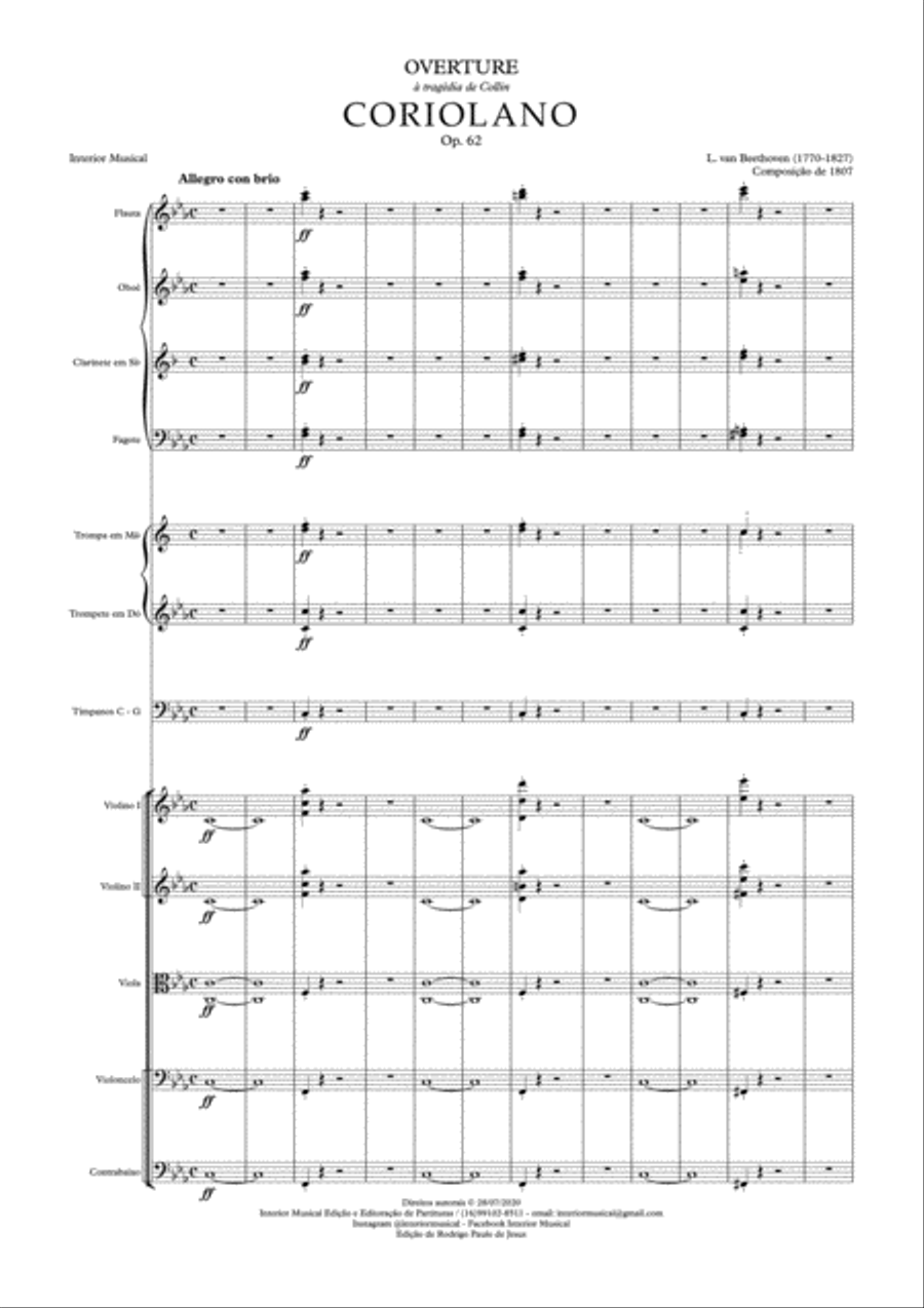 Beethoven - Coriolan Overture - Score and Parts Full Orchestra scores gallery preview page 2