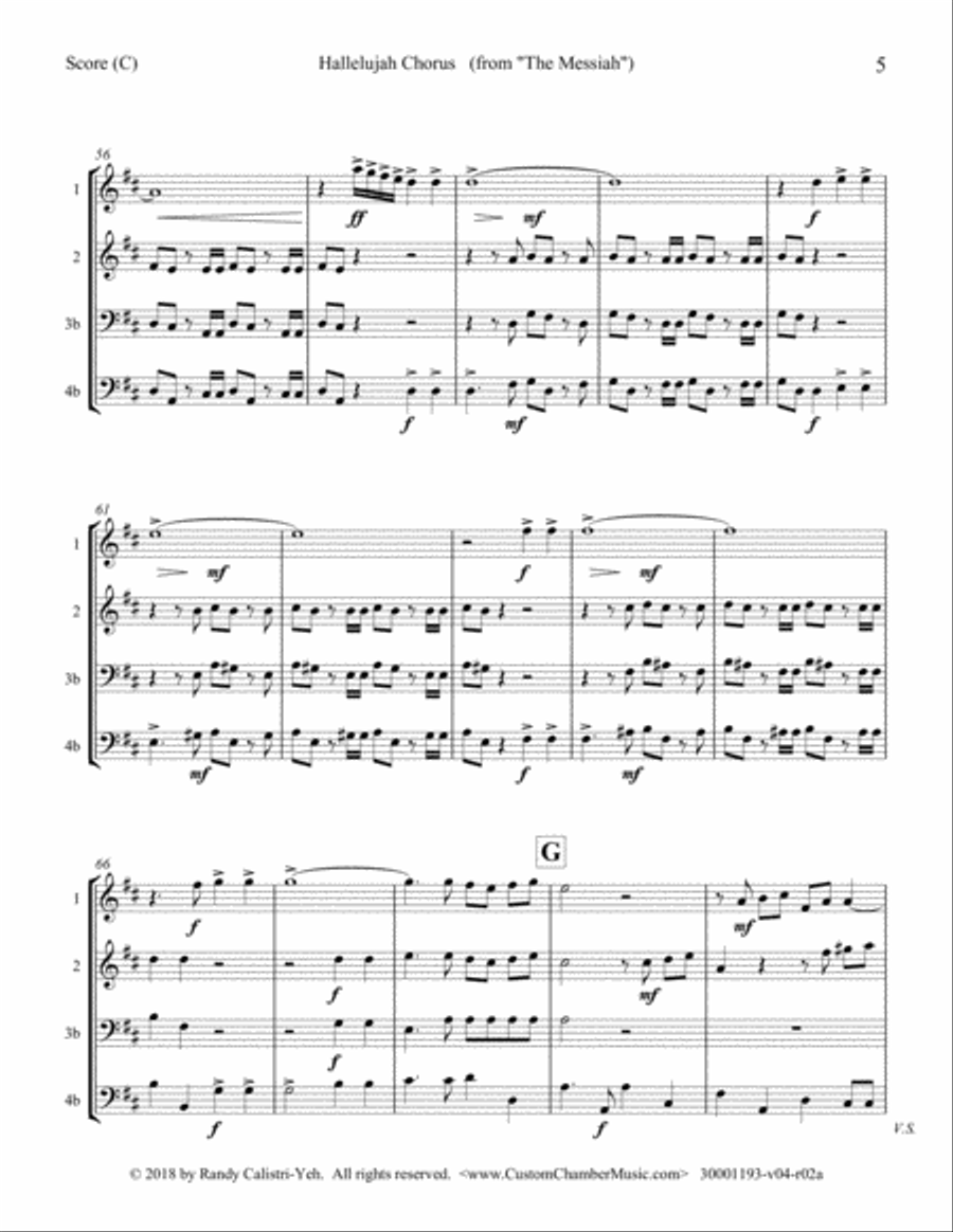 Hallelujah Chorus - Handel Messiah (duet/trio/quartet for strings, woodwind, or mixed) String Orchestra scores gallery preview page 6