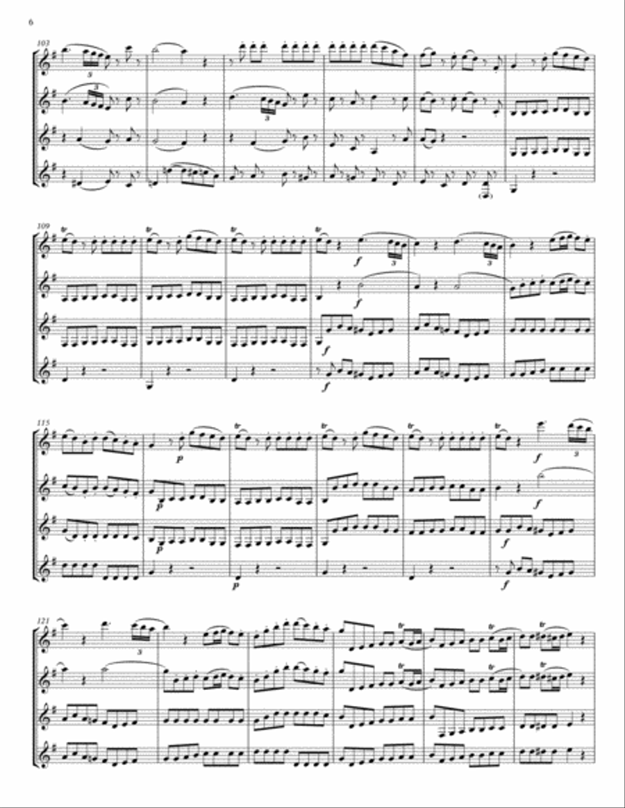 Eine Kleine Nachtmusik, K525 for Clarinet Quartet/Choir Choir scores gallery preview page 6
